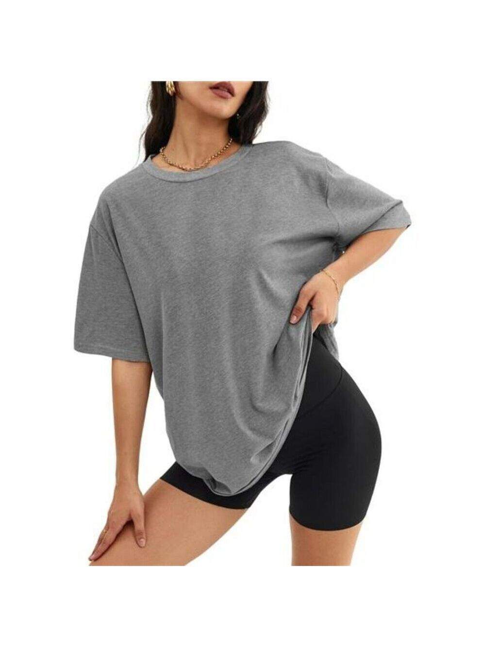 Oversized Womens T Shirt Loose Fit Crewneck Short Sleeve Casual Summer Top